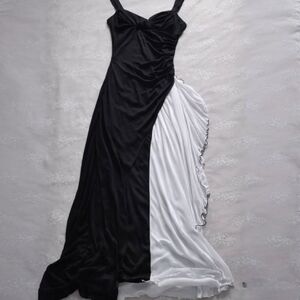 Elegant Asymmetrical Black and White Dress
